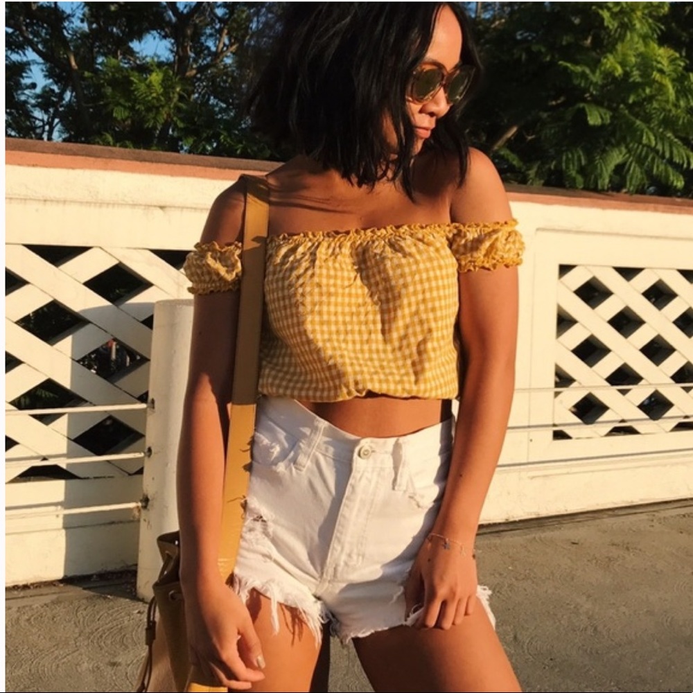 Brandy Melville yellow gingham crop top